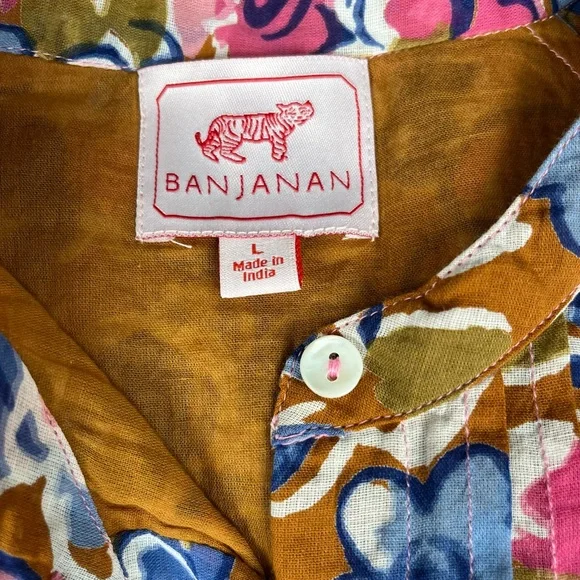 Bananas Size:LFloral Print Long Dress 100% Cotton Multi Color Crewneck